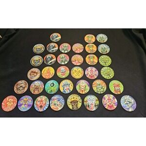 Vintage 1995 Pogs Milk Caps- Signature Series 1- Lot Of 36- Sunrise Graphics Inc